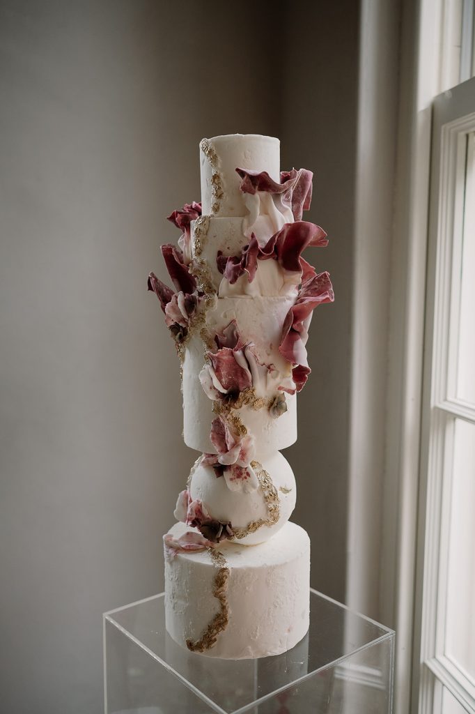 Sculptural contemporary wedding cake Yorkshire